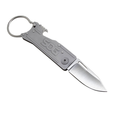 Knives & Tools - SOG KeyTron Keychain Knife, Satin W/ Straight Edge (#KT1001)