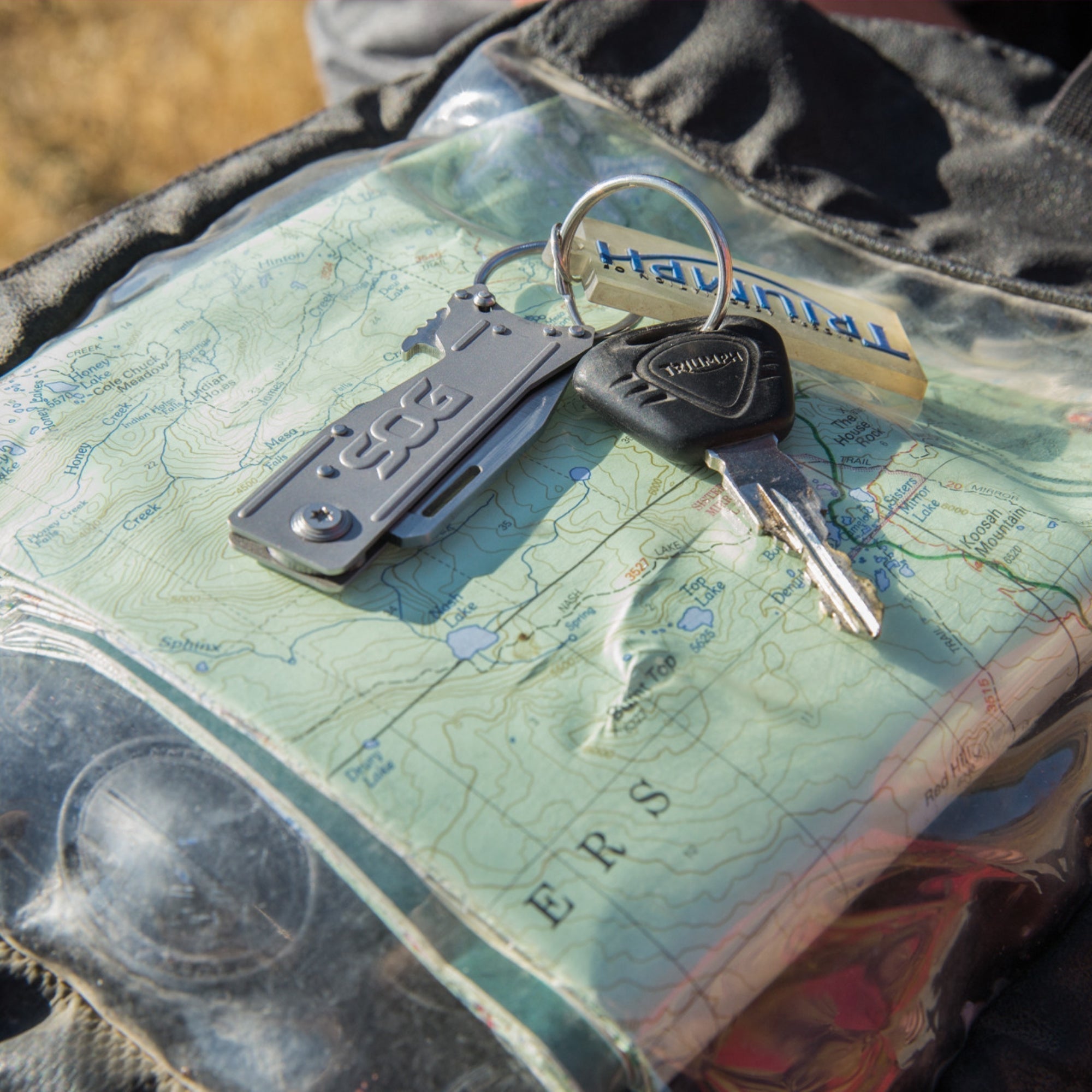 Knives & Tools - SOG KeyTron Keychain Knife, Satin W/ Straight Edge (#KT1001)