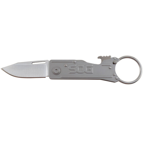 Knives & Tools - SOG KeyTron Keychain Knife, Satin W/ Straight Edge (#KT1001)