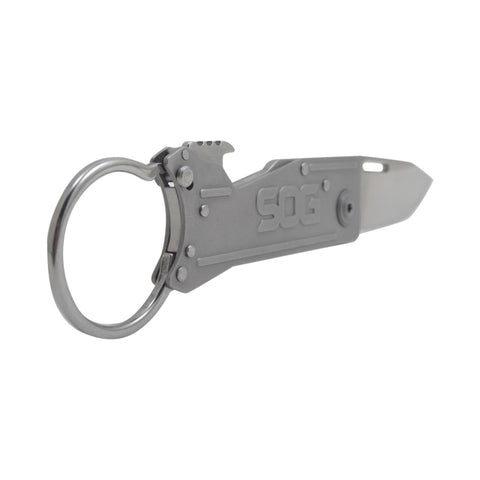 Knives & Tools - SOG KeyTron Keychain Knife, Satin W/ Straight Edge (#KT1001)