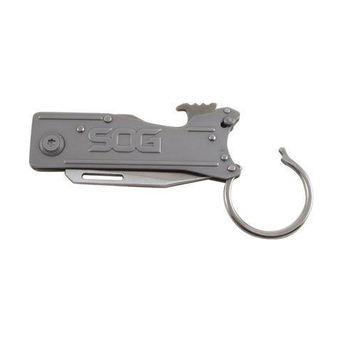 Knives & Tools - SOG KeyTron Keychain Knife, Satin W/ Straight Edge (#KT1001)